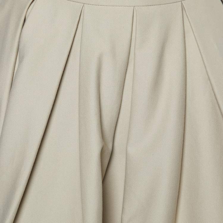 Pre Owned RED Valentino Beige Cotton Pleated Mini Skirt S