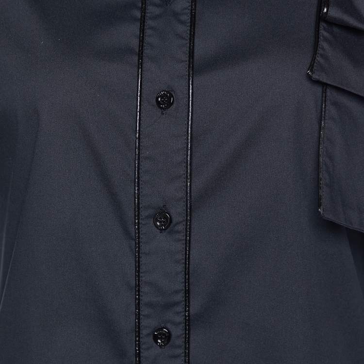 Pre Owned RED Valentino Black Cotton & Nylon Trim Bow Detail Shirt M