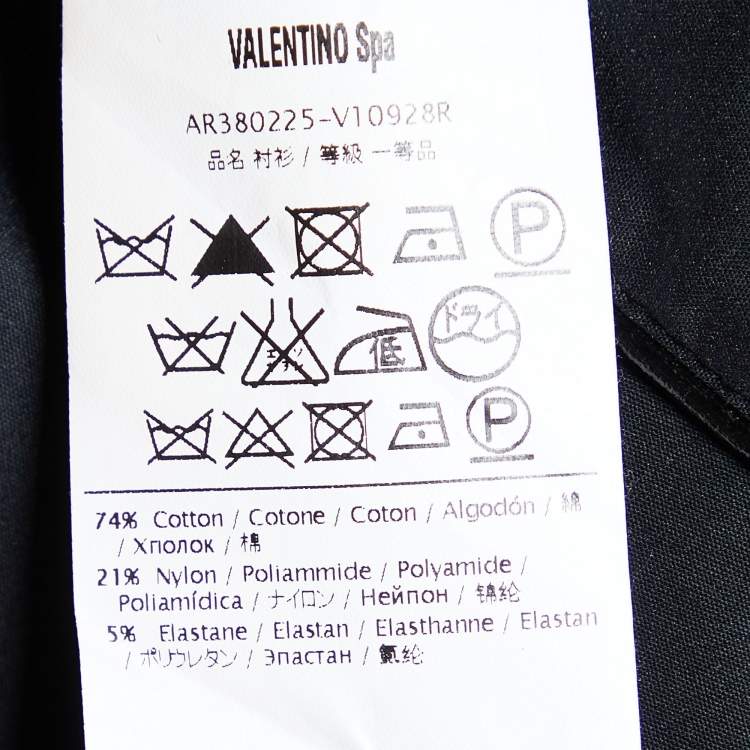 Pre Owned RED Valentino Black Cotton & Nylon Trim Bow Detail Shirt M