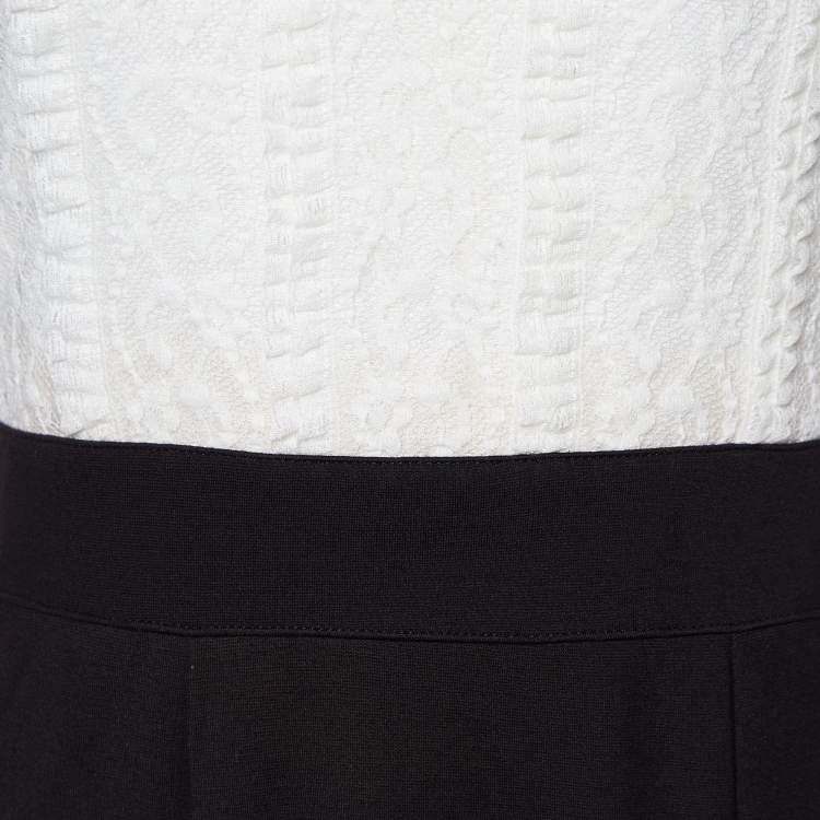 Pre Owned RED Valentino White Lace & Black Jersey Mini Dress S