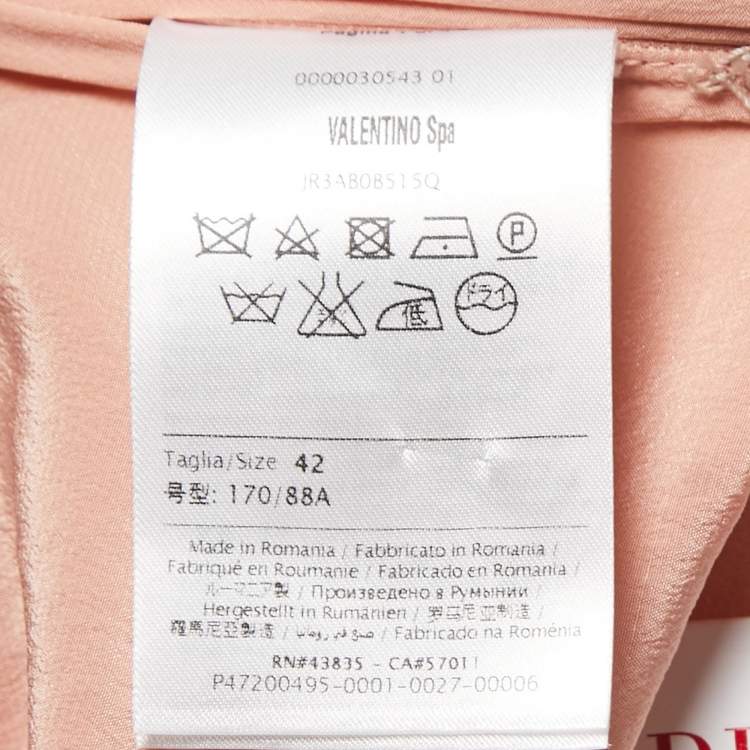 Pre Owned RED Valentino Dusty Pink Silk Neck Tie Detail Long Sleeve Blouse M