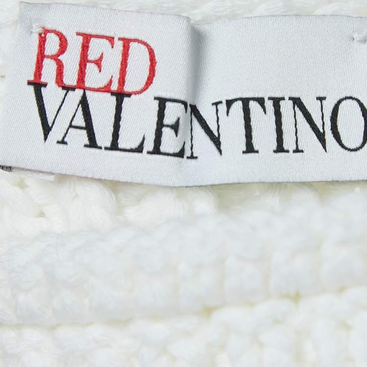 Pre Owned RED Valentino White Crochet Knit Flutter Sleeve Crop Top XS
