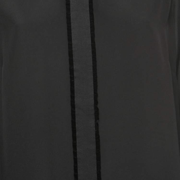 Pre Owned RED Valentino Black Crepe Velvet Trimmed Collared Top XL