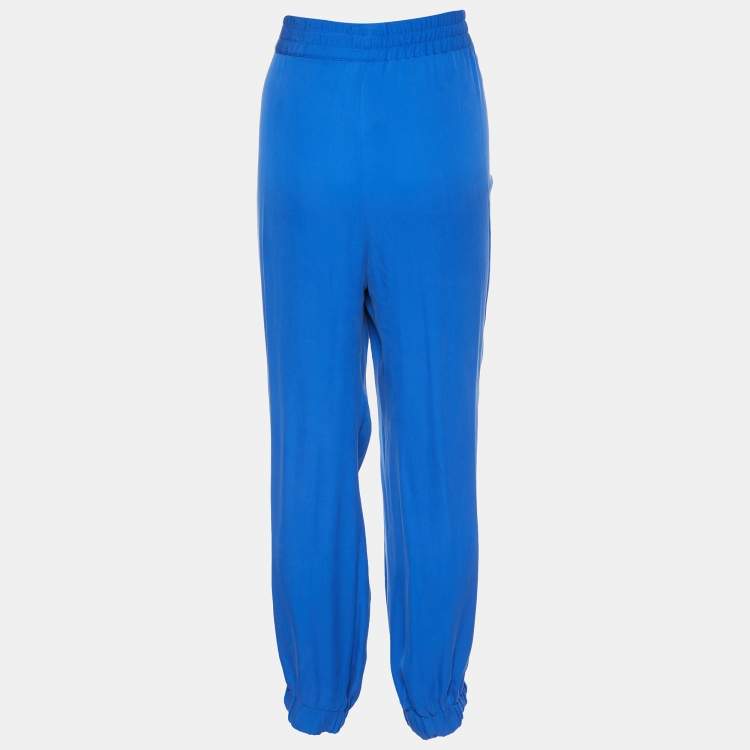Pre Owned RED Valentino Blue Silk Contrast Tie Detail Joggers M