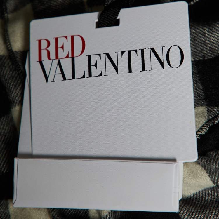 Pre Owned RED Valentino Black checked Cotton Sleeveless Mini Shirt Dress M