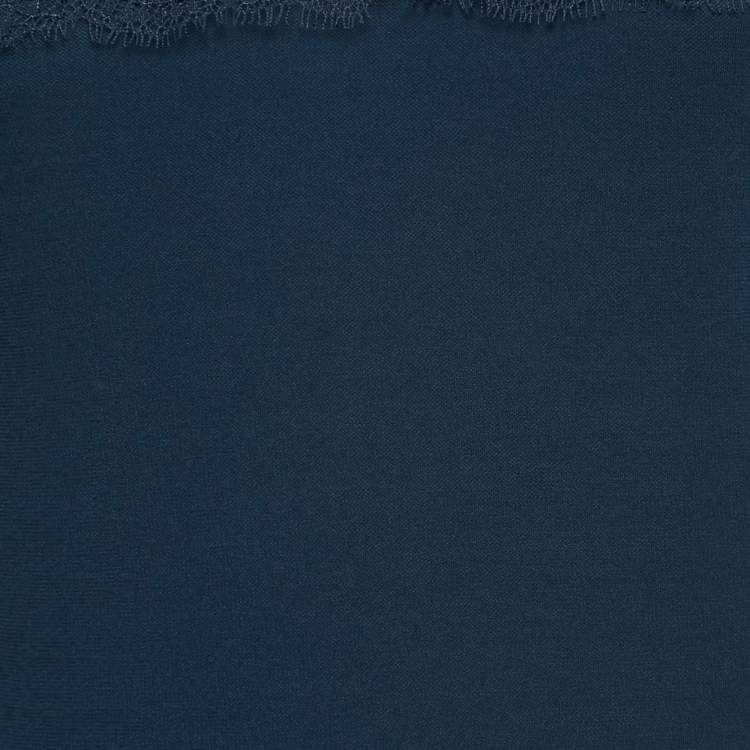 مملوكة مسبقًا RED Valentino Dark Blue Jersey Lace Trimmed Short Dress L
