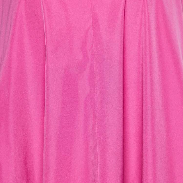 مملوكة مسبقًا RED Valentino Pink Taffeta Ruffle Hem Tie Detail Shift Dress M
