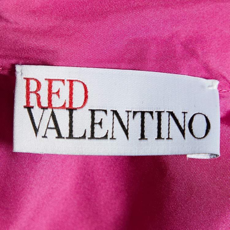 مملوكة مسبقًا RED Valentino Pink Taffeta Ruffle Hem Tie Detail Shift Dress M