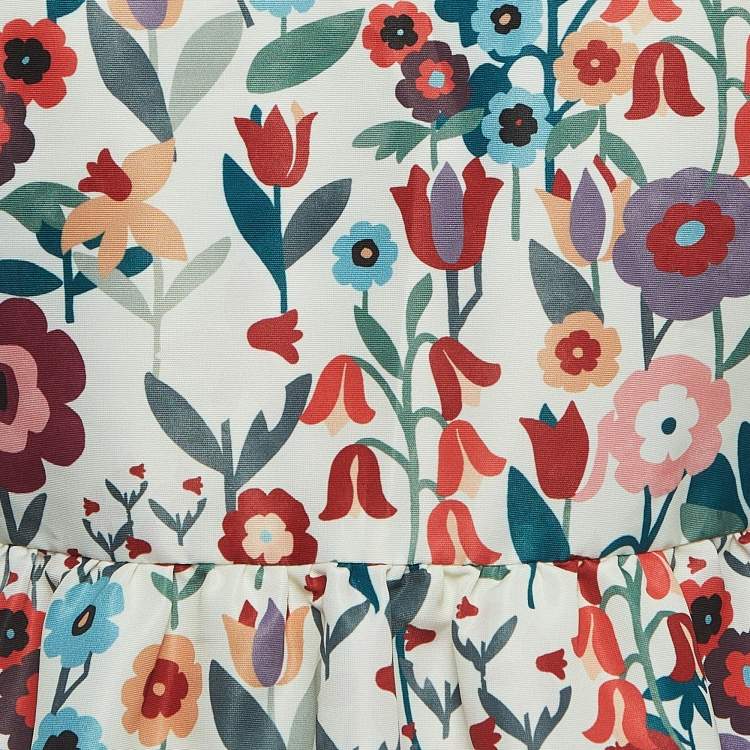 Pre Owned Red Valentino Multicolor Floral Print Synthetic Sleeveless Mini Dress S