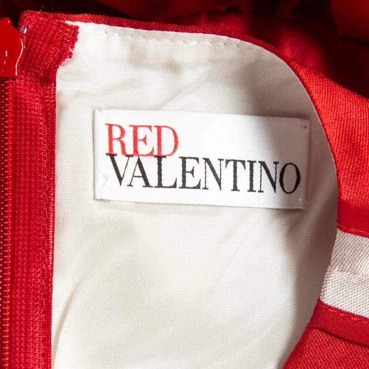 Pre Owned RED Valentino Red Taffeta Side Stripe Detail Mini Dress S