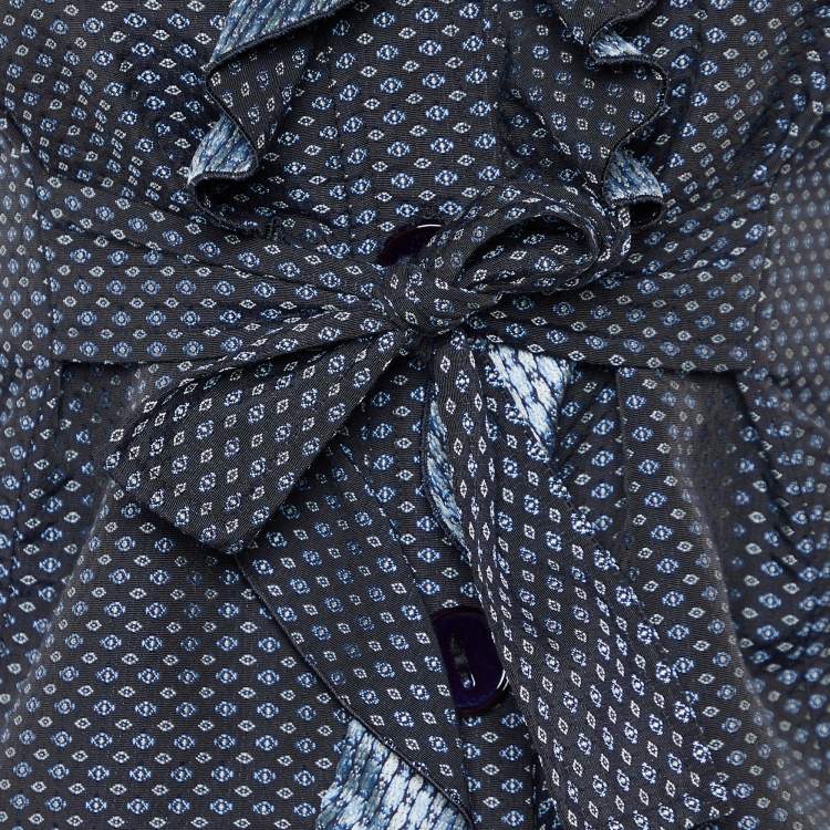 Pre Owned RED Valentino Black Motif Pattern Cotton Blend Ruffled Jacket S