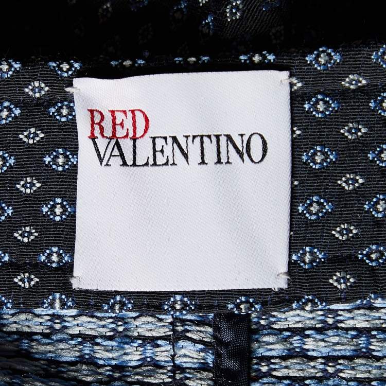 Pre Owned RED Valentino Black Motif Pattern Cotton Blend Ruffled Jacket S