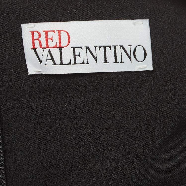 Pre Owned RED Valentino Black Crepe Lace Sleeve Mini Dress L