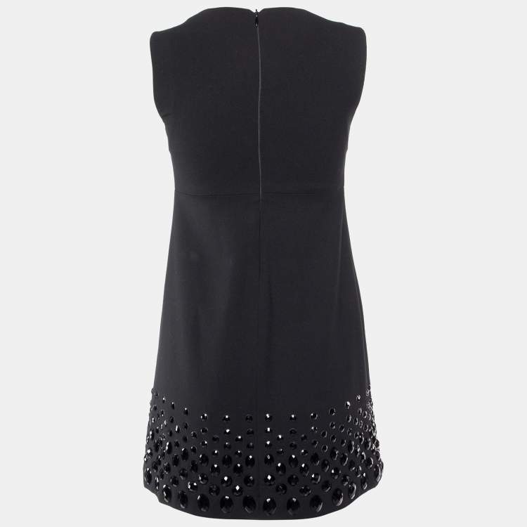 Pre Owned RED Valentino Black Crepe Crystal Embellished Sleeveless Dress S