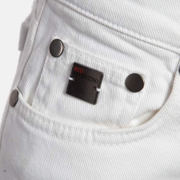 Pre Owned RED Valentino White Denim Straight Leg Jeans M Waist 28"