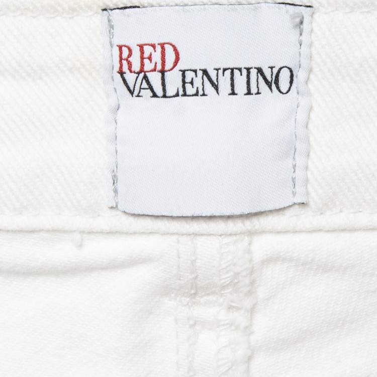 Pre Owned RED Valentino White Denim Straight Leg Jeans M Waist 28"