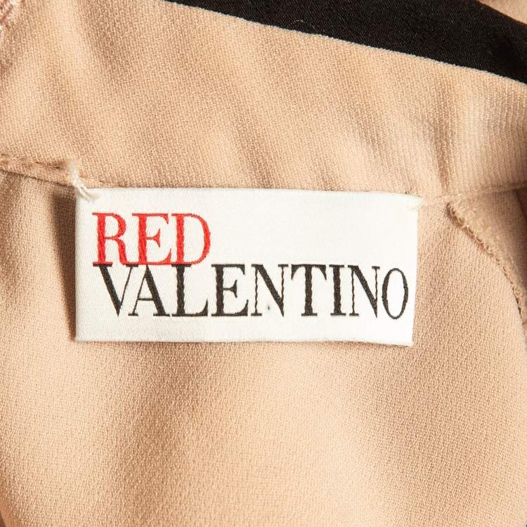Pre Owned RED Valentino Pink Bow Neck Tie Crepe Flounce Mini Dress S