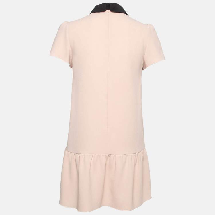 Pre Owned RED Valentino Pink Bow Neck Tie Crepe Flounce Mini Dress S