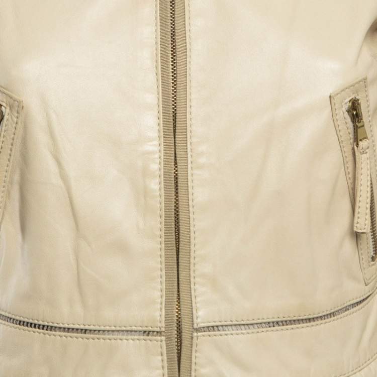 Pre Owned RED Valentino Cream Peplum Leather Jacket S