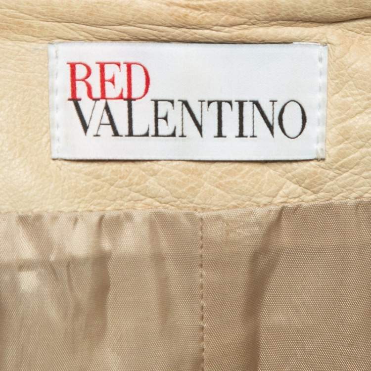 Pre Owned RED Valentino Cream Peplum Leather Jacket S