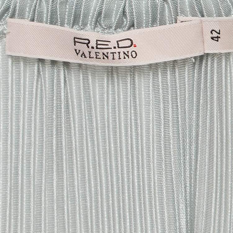 Pre Owned RED Valentino Metallic Crepe Plisse Short Dress M
