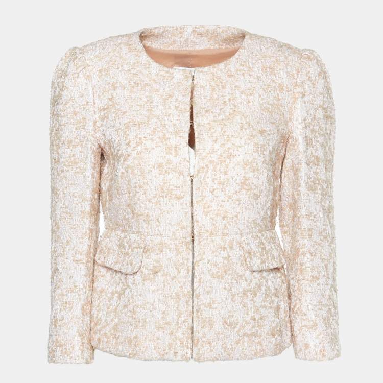 Pre Owned RED Valentino Pink Textured Wool Blend Peplum Jacket M