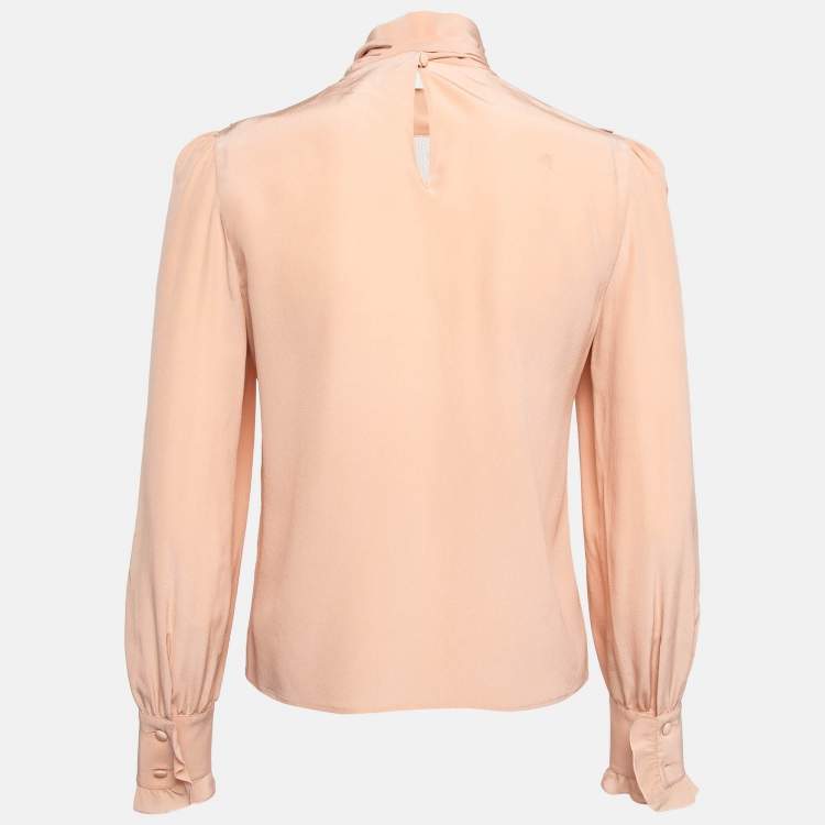Pre Owned RED Valentino Pink Tulle Trim Chiffon Blouse M
