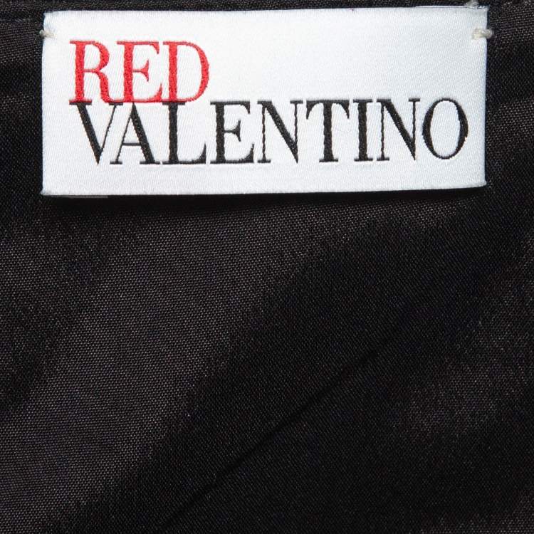 Pre Owned RED Valentino Black Crepe Ruffled Detail Shorts S