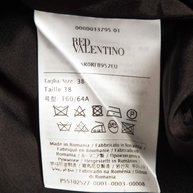 Pre Owned RED Valentino Black Crepe Ruffled Detail Shorts S