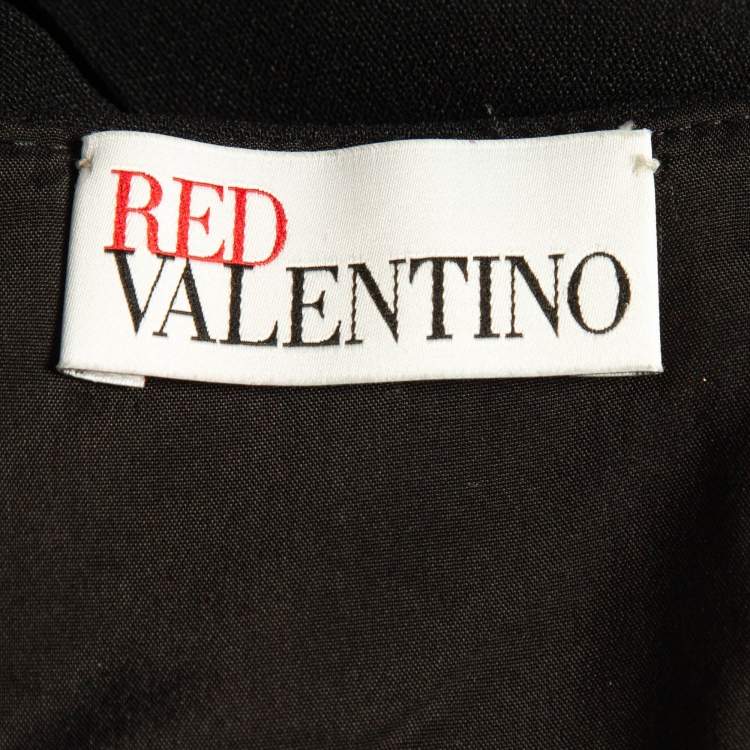 Pre Owned RED Valentino Black Crepe Ruffled Detail Shorts S