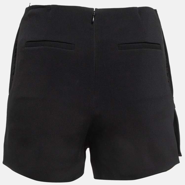 Pre Owned RED Valentino Black Crepe Ruffled Detail Shorts S