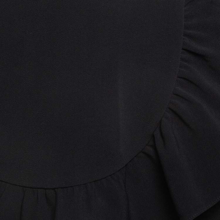 Pre Owned RED Valentino Black Crepe Ruffled Detail Shorts S