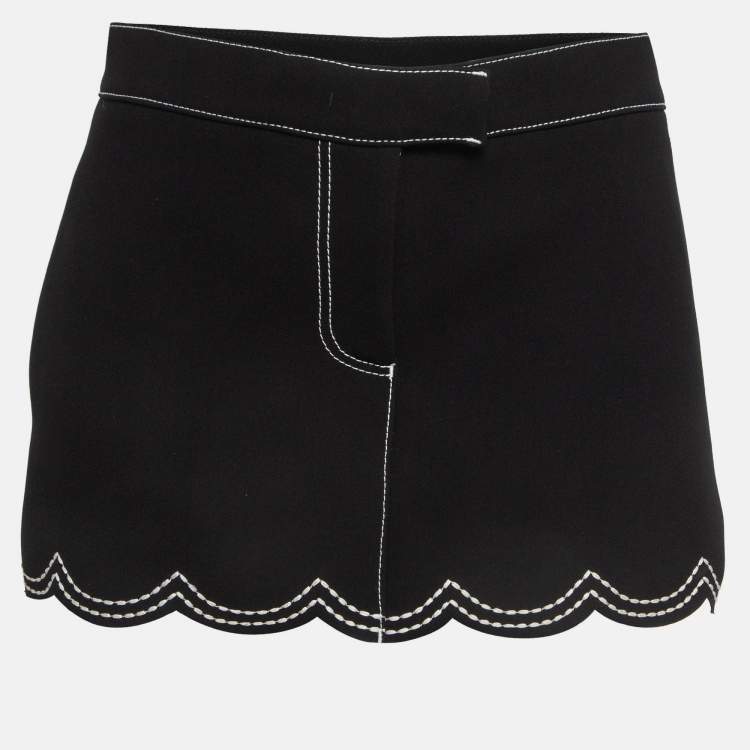 Pre Owned RED Valentino Black Crepe Scallop Skirt Effect Shorts M