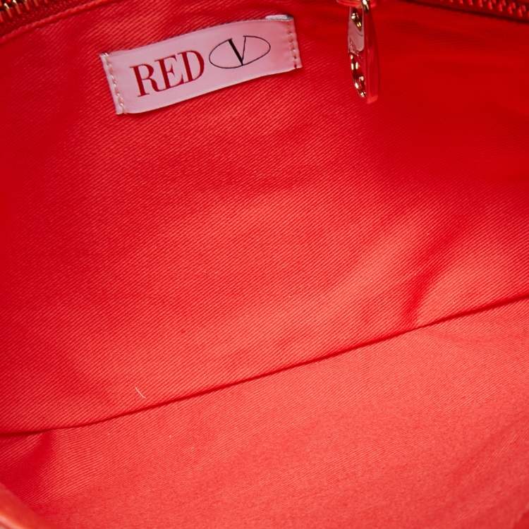 Pre Owned RED Valentino Coral Orange Raffia and Lace Bow Chain Bag