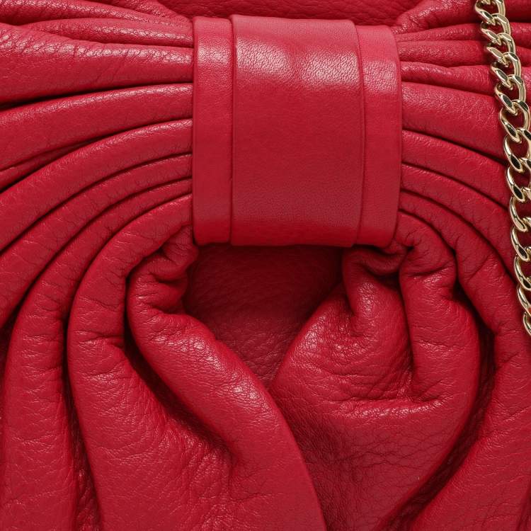 Pre Owned RED Valentino Red Leather Bow Flap Shoulder Bag