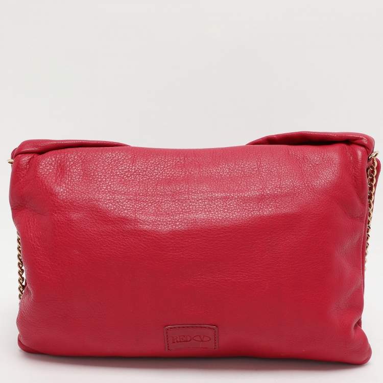Pre Owned RED Valentino Red Leather Bow Flap Shoulder Bag