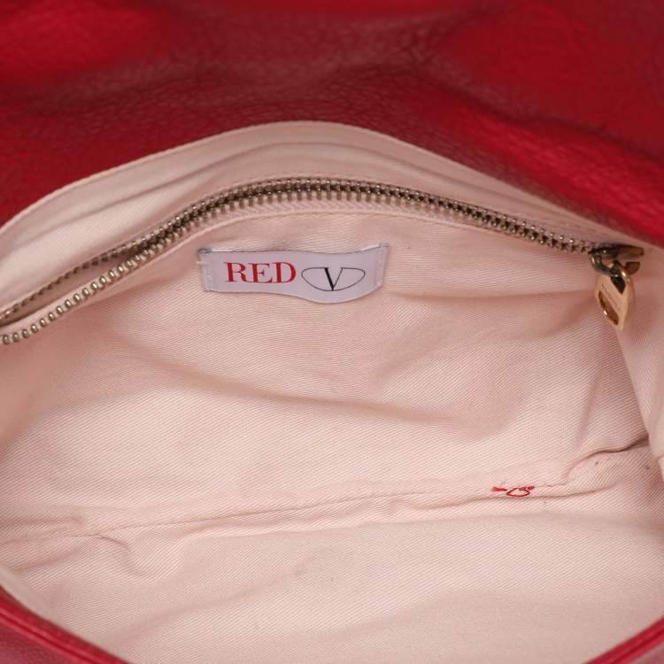 Pre Owned RED Valentino Red Leather Bow Flap Shoulder Bag