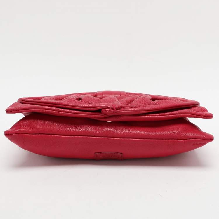 Pre Owned RED Valentino Red Leather Bow Flap Shoulder Bag