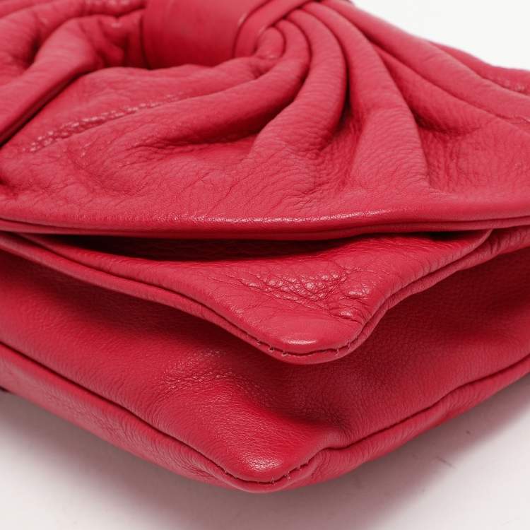Pre Owned RED Valentino Red Leather Bow Flap Shoulder Bag