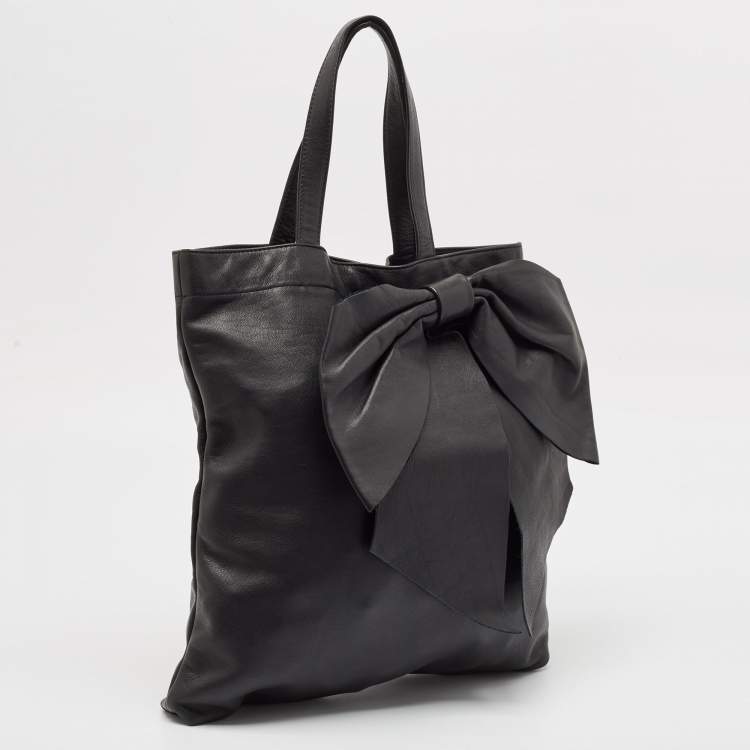 Pre Owned RED Valentino Black Leather Bow Tote