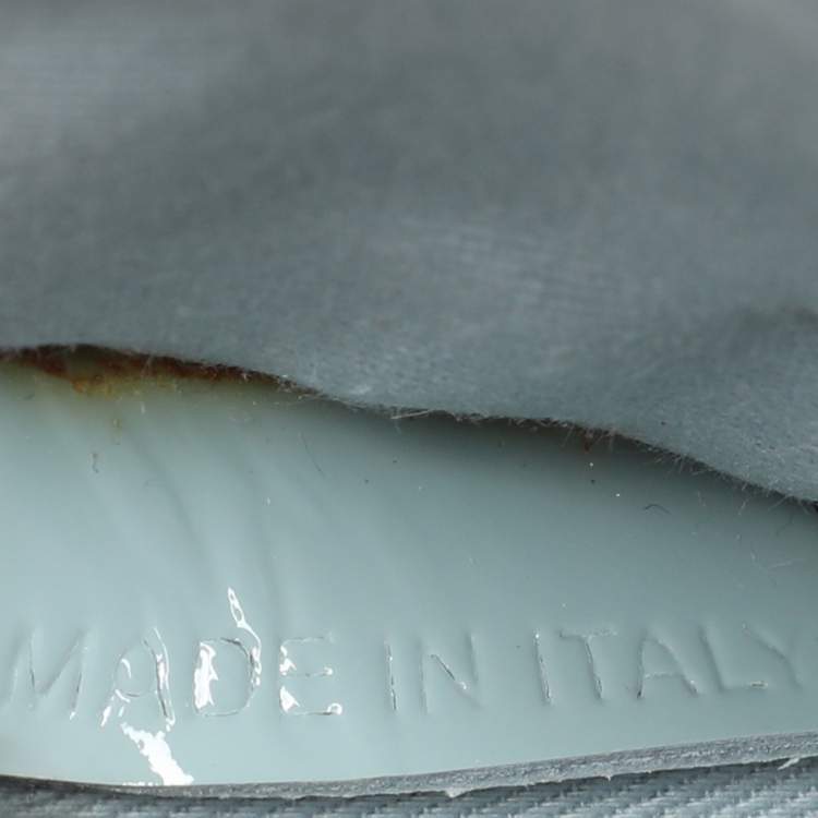 Pre Owned RED Valentino Dusky Blue Patent Leather Grommet Detailed Shoulder Bag