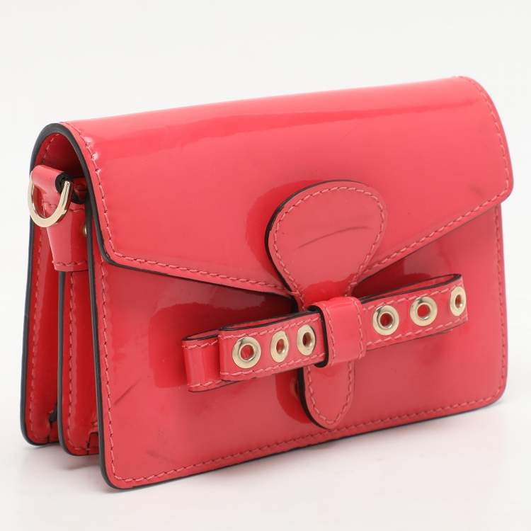 Pre Owned RED Valentino Red Patent Leather Bow Clutch Bag