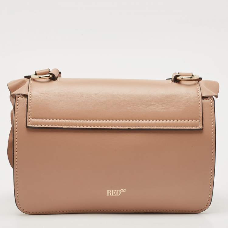 Pre Owned RED Valentino Beige Leather Rock Ruffles Crossbody Bag