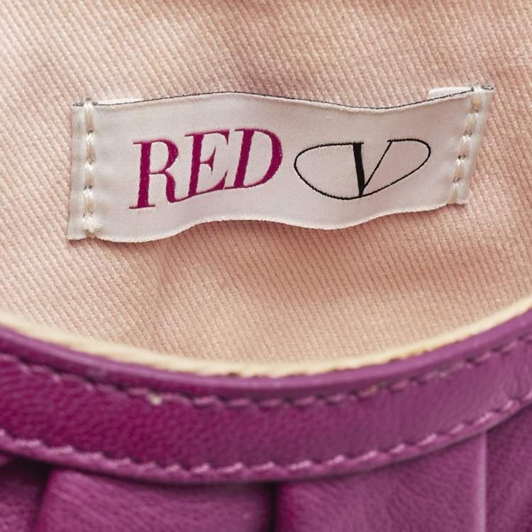 Pre Owned RED Valentino Pink Magenta Leather Ruffle Flap Crossbody Bag