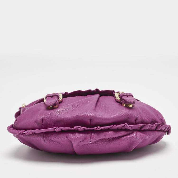 Pre Owned RED Valentino Pink Magenta Leather Ruffle Flap Crossbody Bag