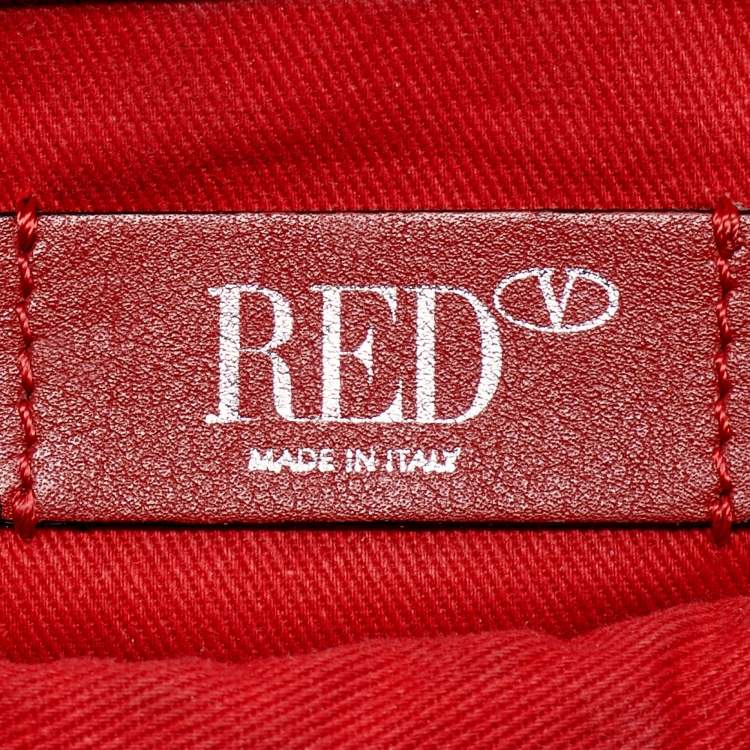Pre Owned RED Valentino Red Leather Flower Puzzle Shoulder Bag