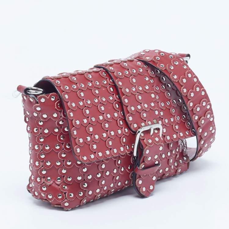 Pre Owned RED Valentino Red Leather Flower Puzzle Shoulder Bag