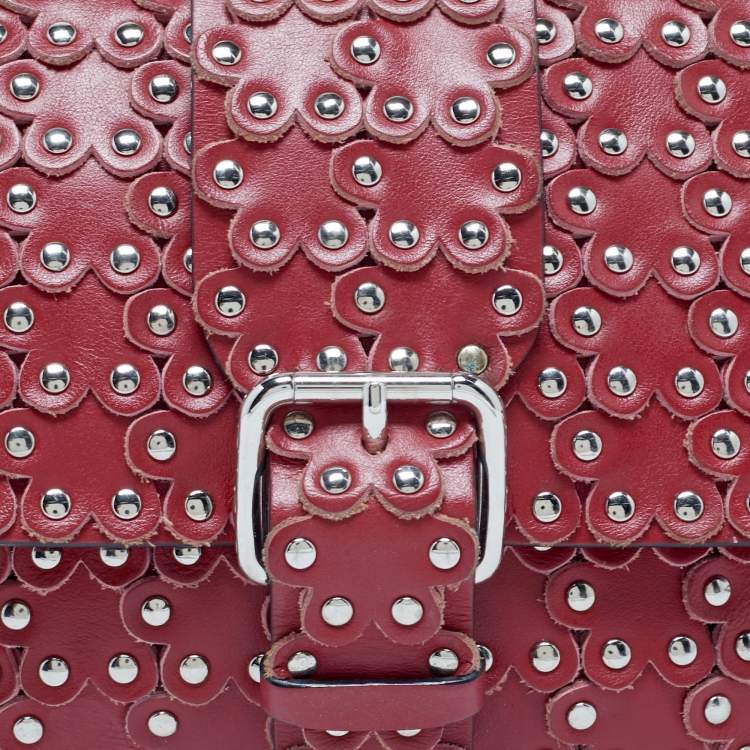 Pre Owned RED Valentino Red Leather Flower Puzzle Shoulder Bag