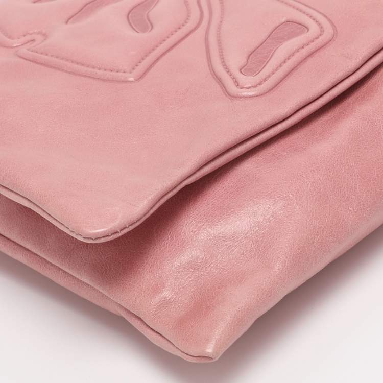 Pre Owned حقيبة كروس بودي فالنتينو أحمر جلد وردي بنقشة فيونكة