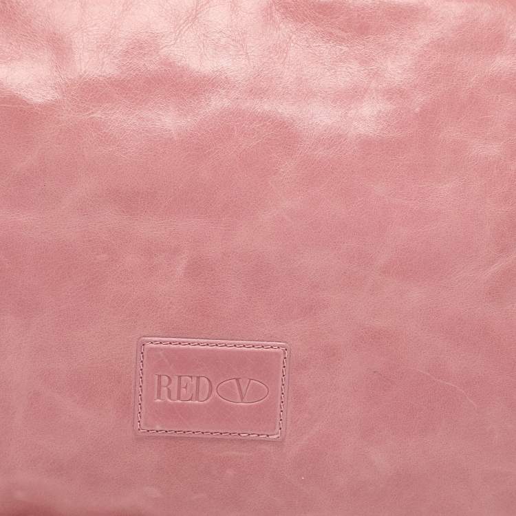 Pre Owned حقيبة كروس بودي فالنتينو أحمر جلد وردي بنقشة فيونكة